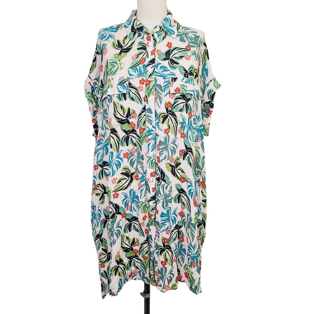 NEW Lost + Wander Shirt‎ Dress Dress M/L Multi Floral Tropical Hawaiian Cover-Up